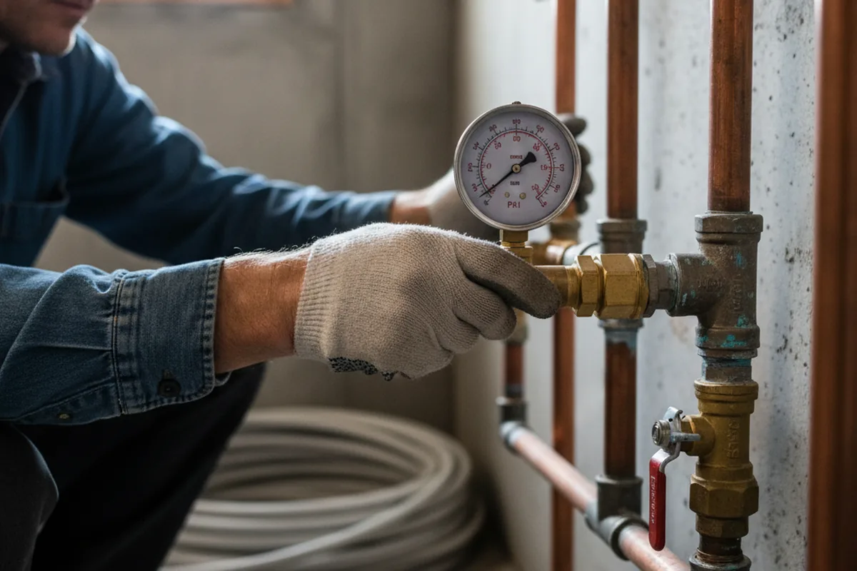 Pressure testing a repaired line during Water Line Repair in Tiltonsville
